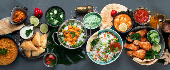 Assortment Indian recipes food various. - obrazy, fototapety, plakaty