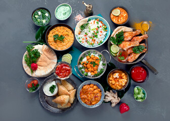 Assortment Indian recipes food various.
