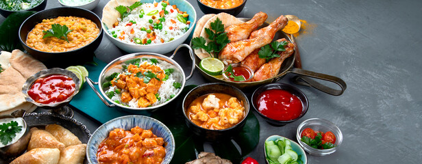 Assortment Indian recipes food various.