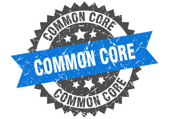 common core stamp. grunge round sign with ribbon