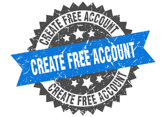 create free account stamp. grunge round sign with ribbon