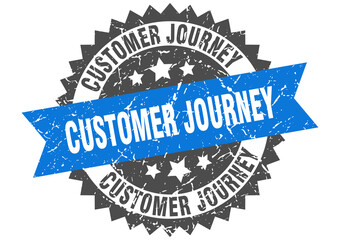 customer journey stamp. grunge round sign with ribbon