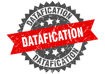 datafication stamp. grunge round sign with ribbon