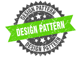 design pattern stamp. grunge round sign with ribbon