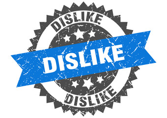 dislike stamp. grunge round sign with ribbon