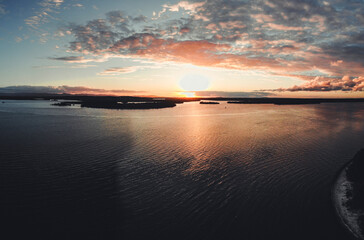 Fototapeta na wymiar created by dji camera sunset over the lake/sea/ocean