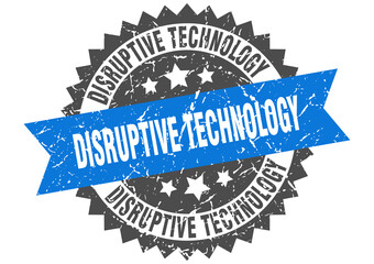 Obraz premium disruptive technology stamp. grunge round sign with ribbon