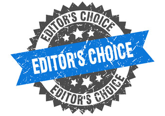 editor's choice stamp. grunge round sign with ribbon