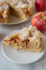 sweet home made apple pie with red apples and cinnamon