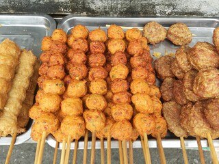 Close up meatball in street food
