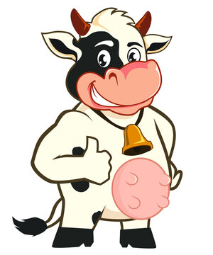 cow mascot cartoon in vector