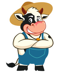 cow mascot cartoon in vector