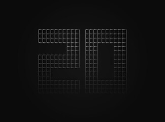 20 vector number made of metal chain link fence. For logo, brand label, design elements, application and more.