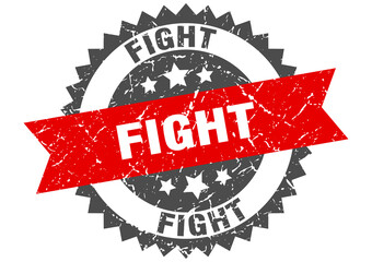 fight stamp. grunge round sign with ribbon