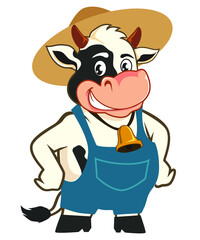 cow mascot cartoon in vector