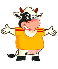 cow mascot cartoon in vector
