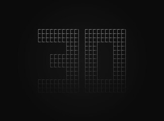 30 vector number made of metal chain link fence. For logo, brand label, design elements, application and more.