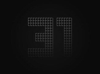 31 vector number made of metal chain link fence. For logo, brand label, design elements, application and more.