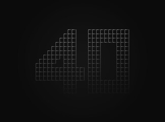 40 vector number made of metal chain link fence. For logo, brand label, design elements, application and more.