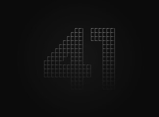 41 vector number made of metal chain link fence. For logo, brand label, design elements, application and more.