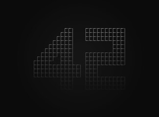 42 vector number made of metal chain link fence. For logo, brand label, design elements, application and more.