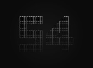 54 vector number made of metal chain link fence. For logo, brand label, design elements, application and more.