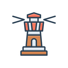 Color illustration icon for lighthouse