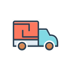 Color illustration icon for lorry