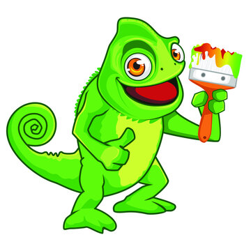 chameleon mascot cartoon in vector