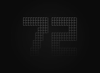 72 vector number made of metal chain link fence. For logo, brand label, design elements, application and more.