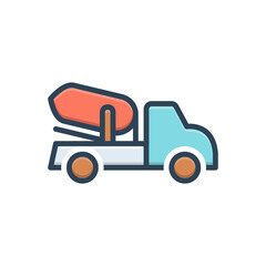 Color illustration icon for cement truck