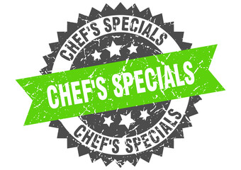 chef's specials stamp. grunge round sign with ribbon