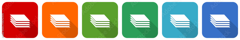 Aufkleber Layers icon set, flat design vector illustration in 6 colors options for webdesign and mobile applications