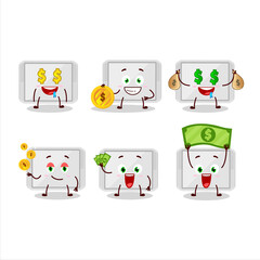 Silver plastic tray cartoon character with cute emoticon bring money