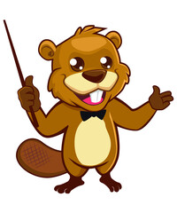 beaver mascot cartoon in vector