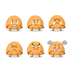 Sweet cookies cartoon character with various angry expressions