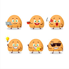 Sweet cookies cartoon character with various types of business emoticons