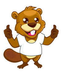 beaver mascot cartoon in vector