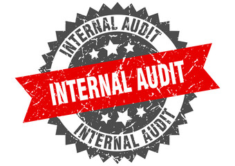 internal audit stamp. grunge round sign with ribbon