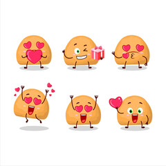 Sweet cookies cartoon character with love cute emoticon