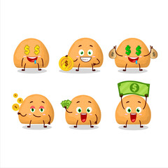 Naklejka premium Sweet cookies cartoon character with cute emoticon bring money