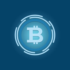 illustration of a bitcoin or digital money icon. flat style. UI element design