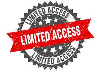 limited access stamp. grunge round sign with ribbon