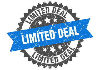 limited deal stamp. grunge round sign with ribbon