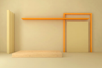 3d Rendering background. Display composition, mock up cosmetic presentation platforms for creative Minimal concept.