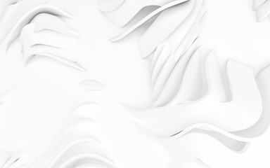 Abstract Curved Shapes. White Circular Background.