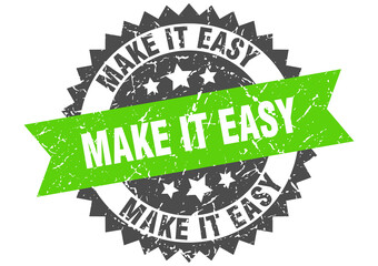 make it easy stamp. grunge round sign with ribbon