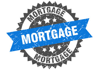 Obraz premium mortgage stamp. grunge round sign with ribbon