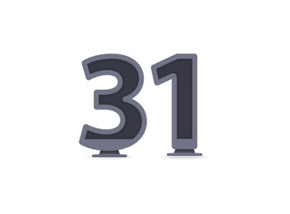 31 vector number design. For logo, brand label, design elements, corporate identity, application etc. İsolated vector illustration
