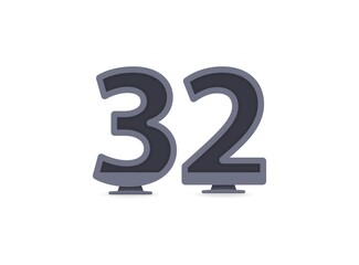 32 vector number design. For logo, brand label, design elements, corporate identity, application etc. İsolated vector illustration
